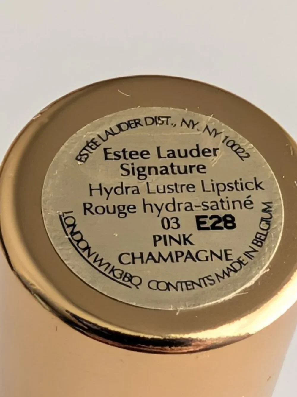 Estee Lauder Signature Hydra Lustre Lipstick PINK CHAMPAGNE 03 Gold Tip Dent New